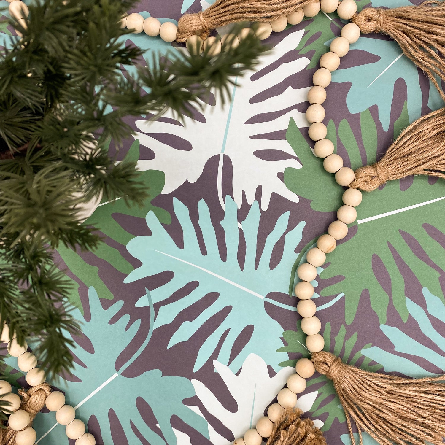 Multicolor split leaf Philodendron wrapping paper
