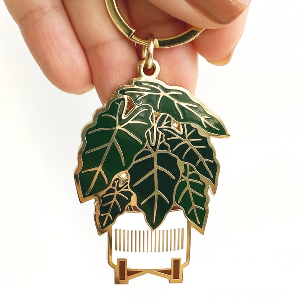 Gold-Plated Plant Keychain